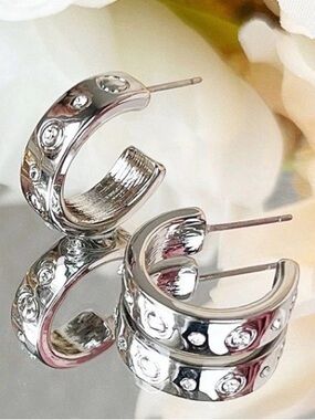 Silver trend park lane Crystal Accent Hoop Earrings - Women Jewelry